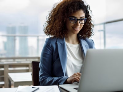 woman laptop office