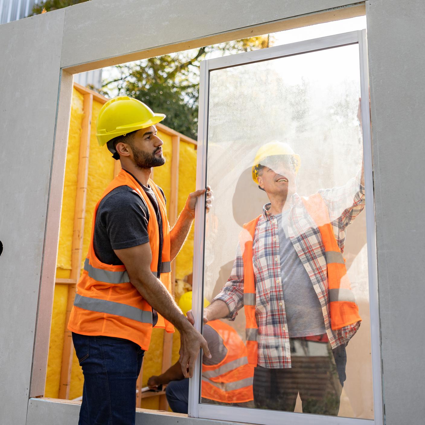 construction workers with a window
