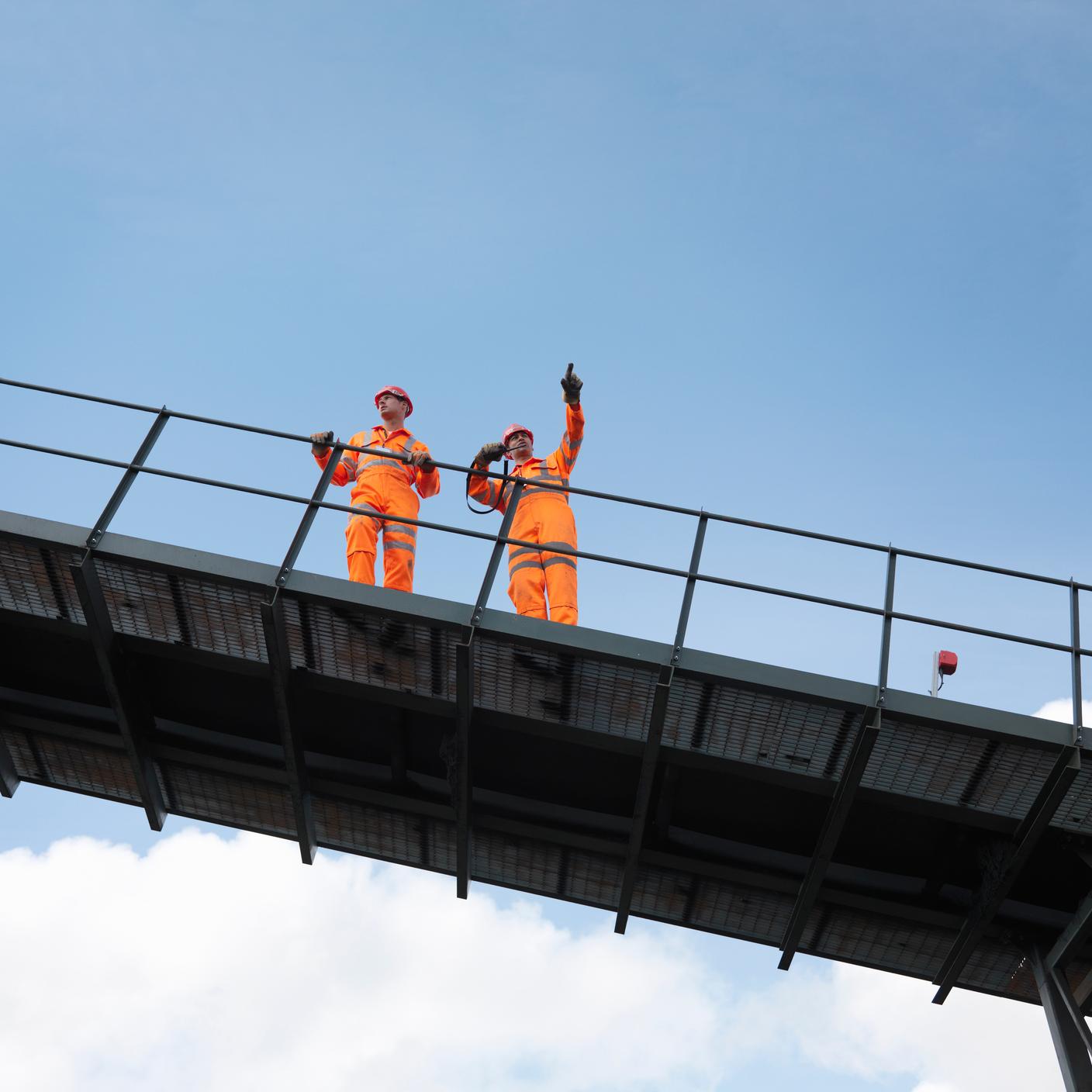 Workers On Viewing Platform in Scotland, UK.