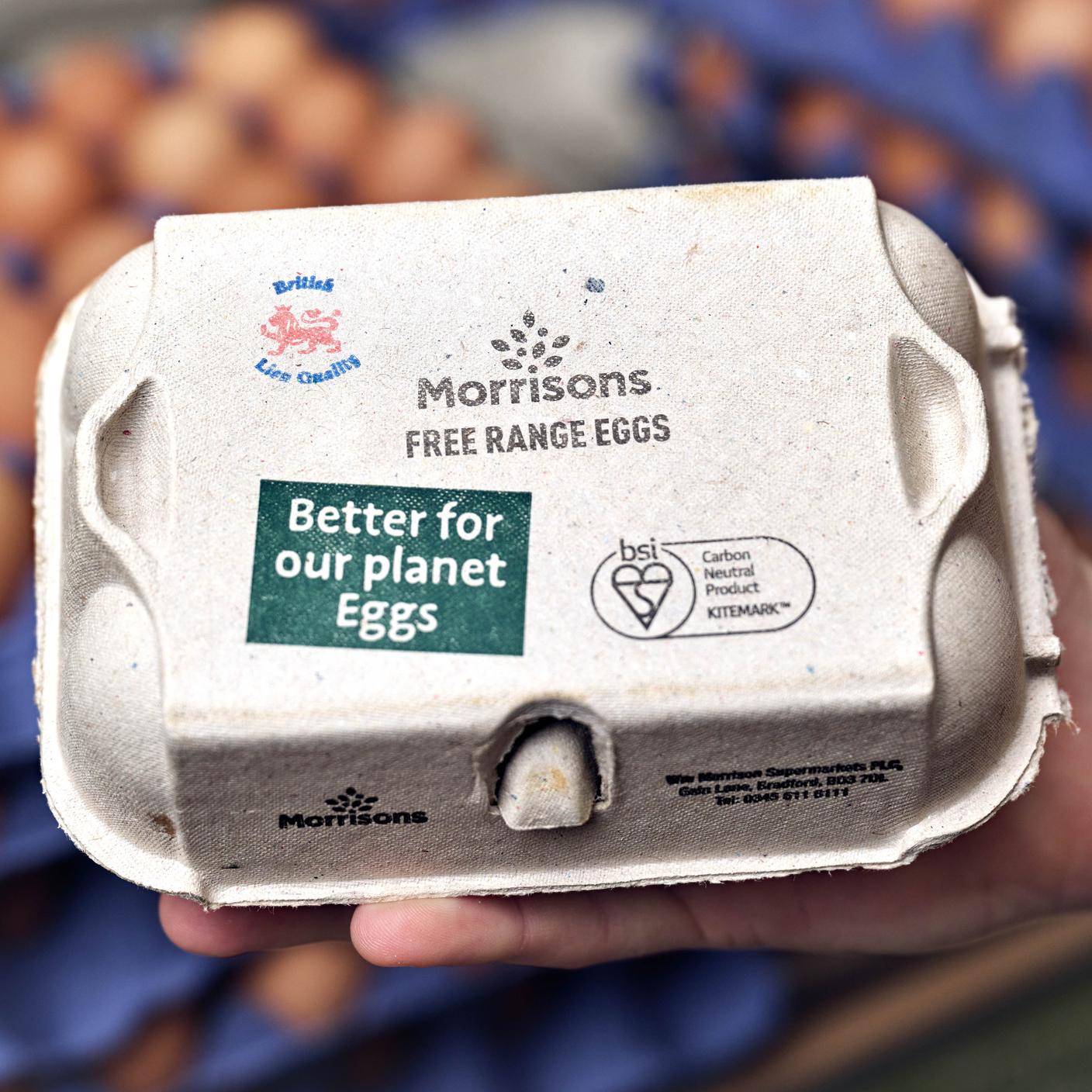 A Morrisons free range eggs box