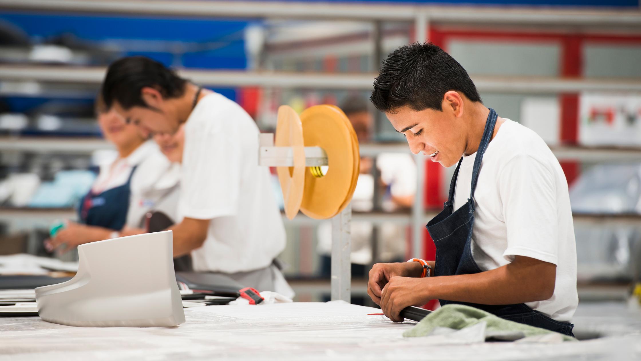 Workers in manufacturing plant